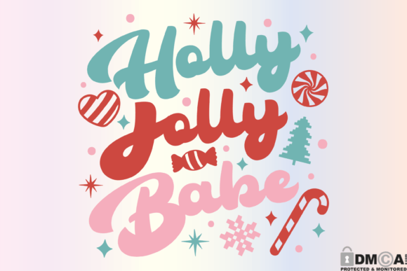 Holly Jolly Babe SVG Retro Christmas PNG