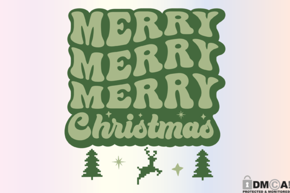 Retro Merry Merry Christmas Svg PNG Graphics