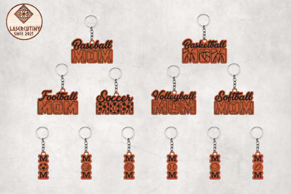 Sport Mom Keychain SVG Bundle: Graphics & Templates